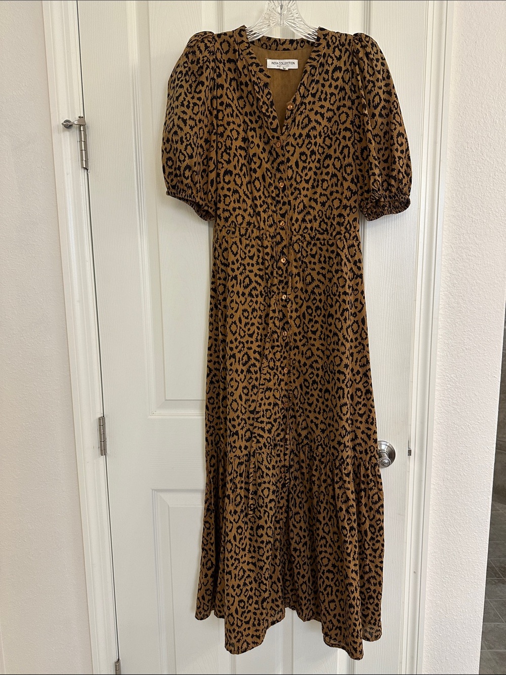 Emerson Fry Brown Leopard-Print Puff Sleeve Maxi Dress